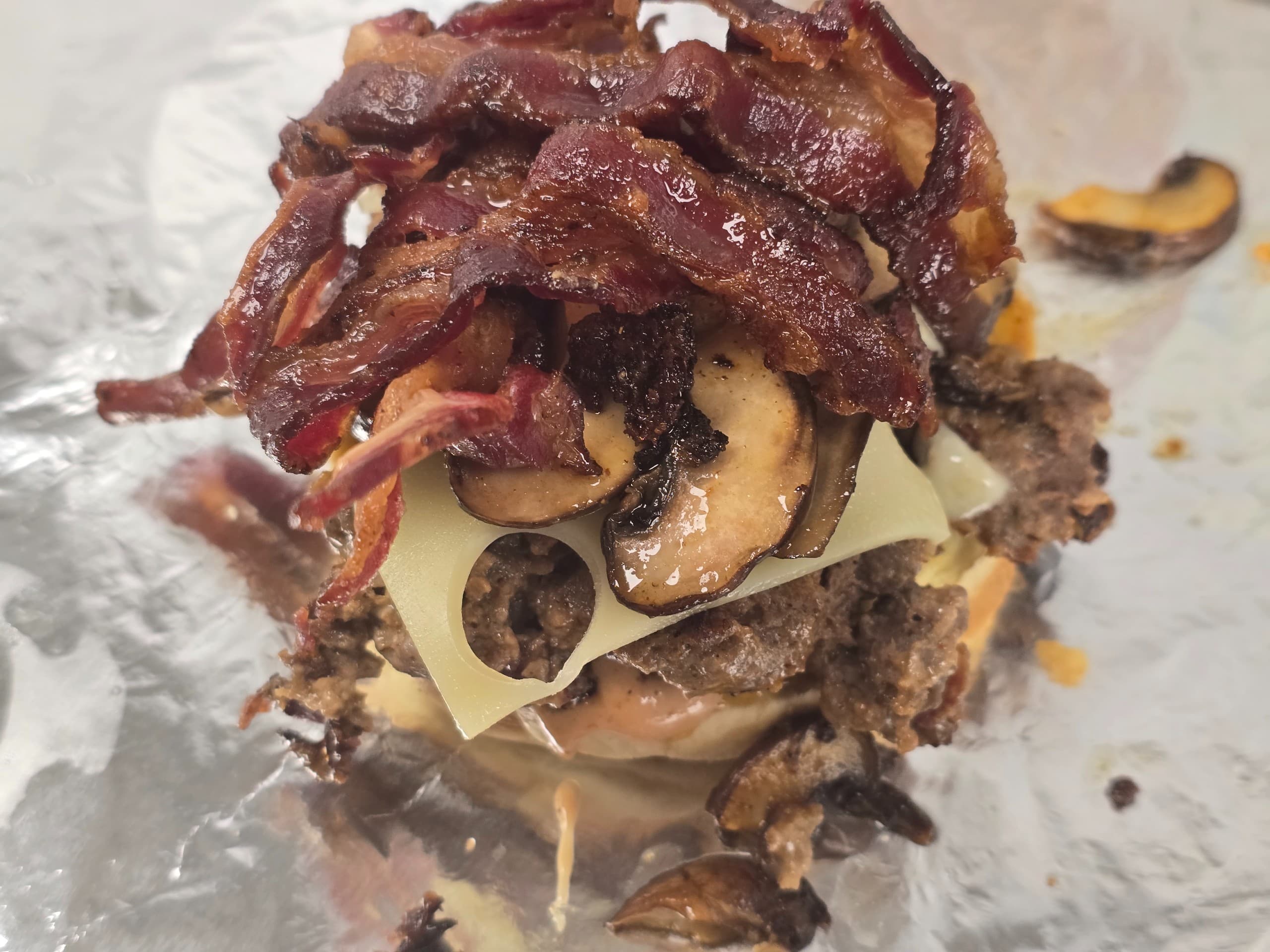Mushroom Swiss bacon burger