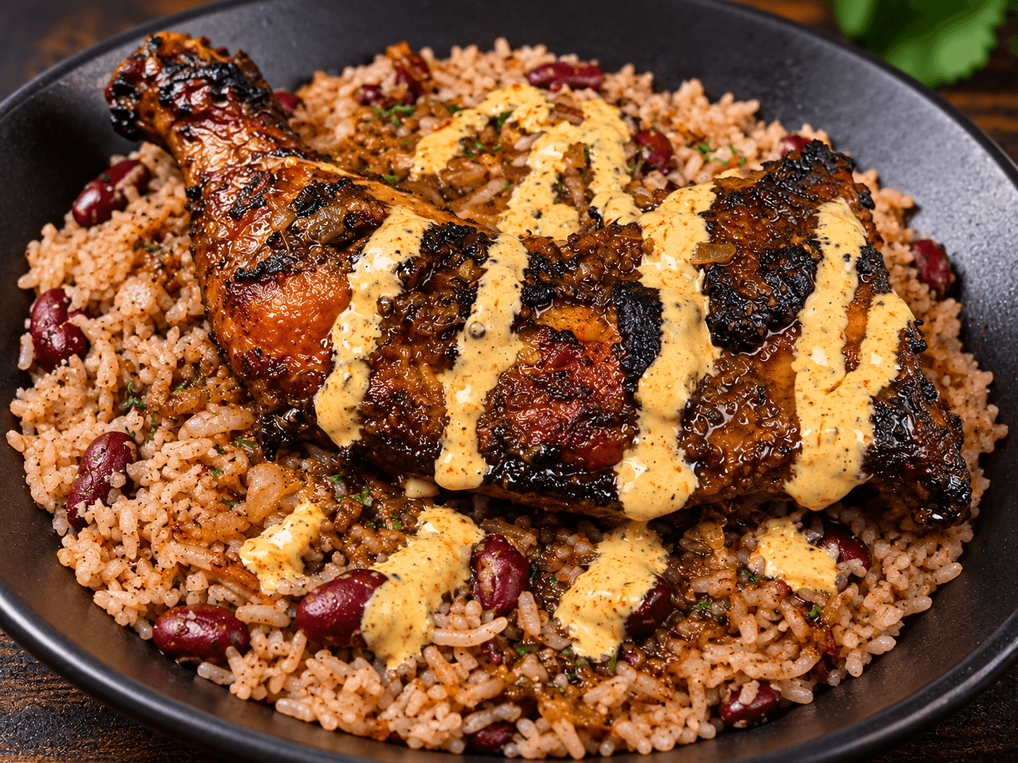 The Chef's Island Jerk chicken and rice